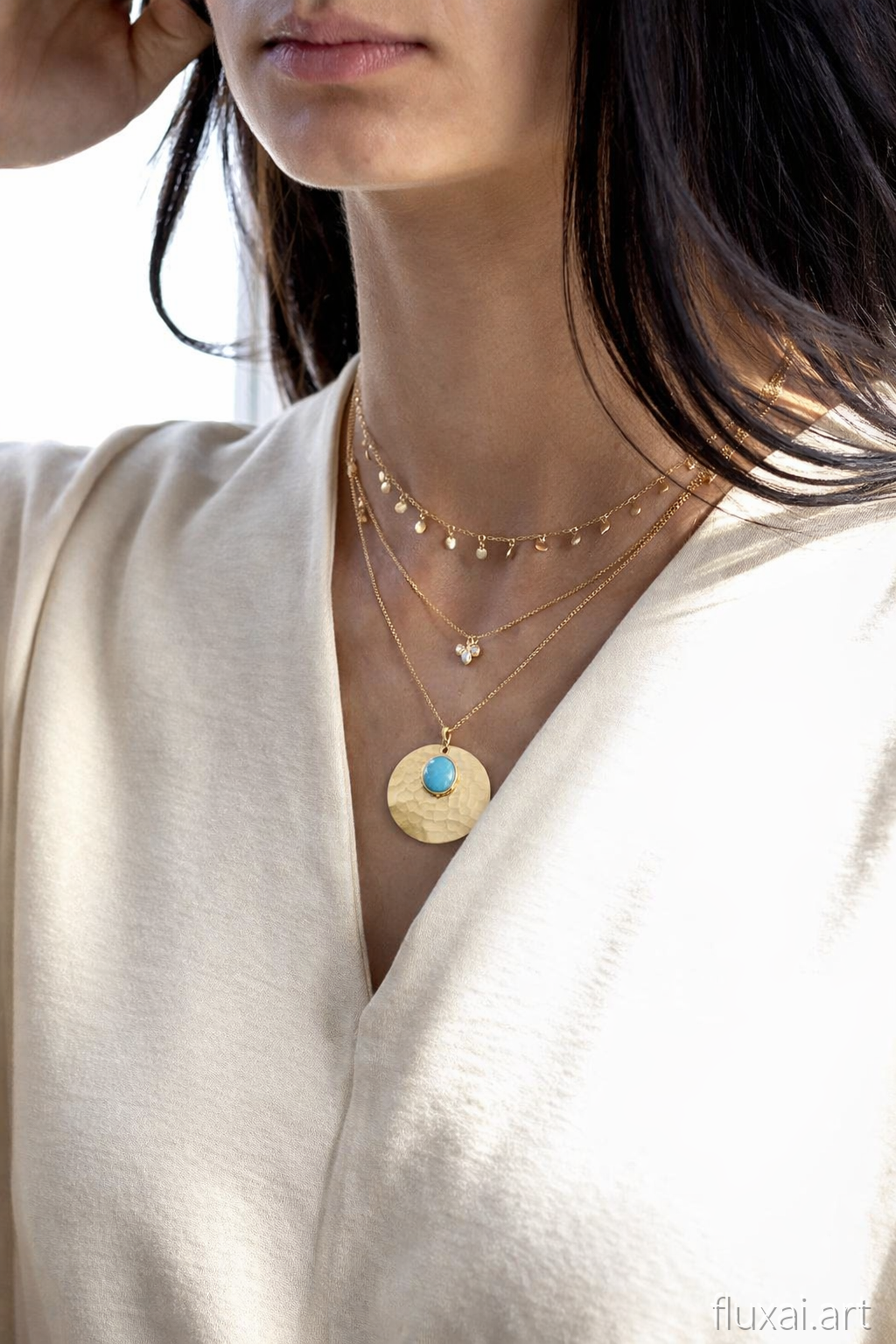 Collier Reflets d’Or Bleu