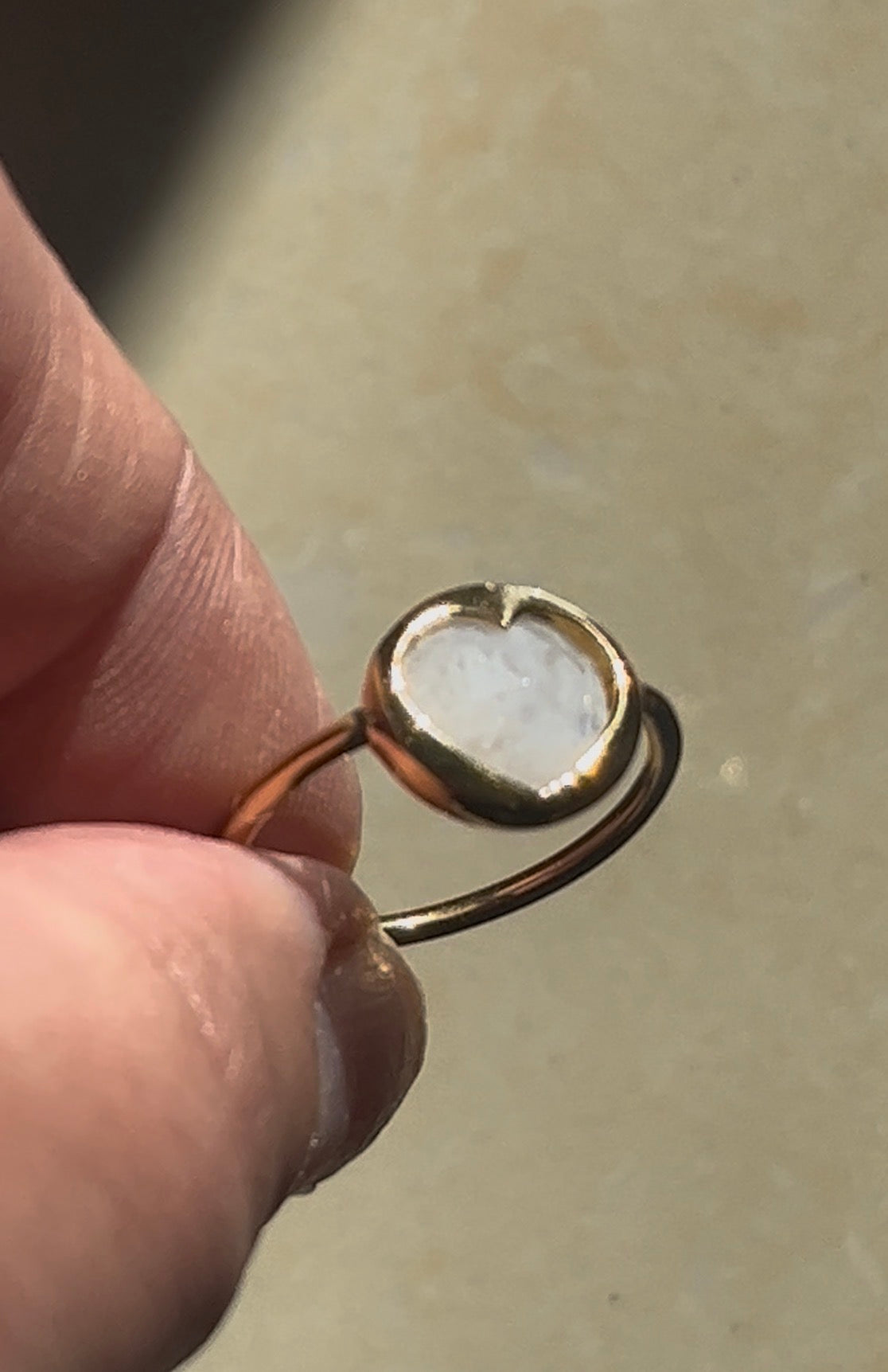 Bague labradorite cœur plaqué or taille 54 - Eleganza Paris
