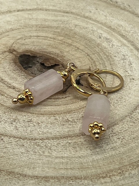 Boucles d'Oreilles Levigata Quartz Rose