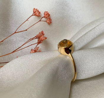 Bague Lueur dorée Citrine et Diamant