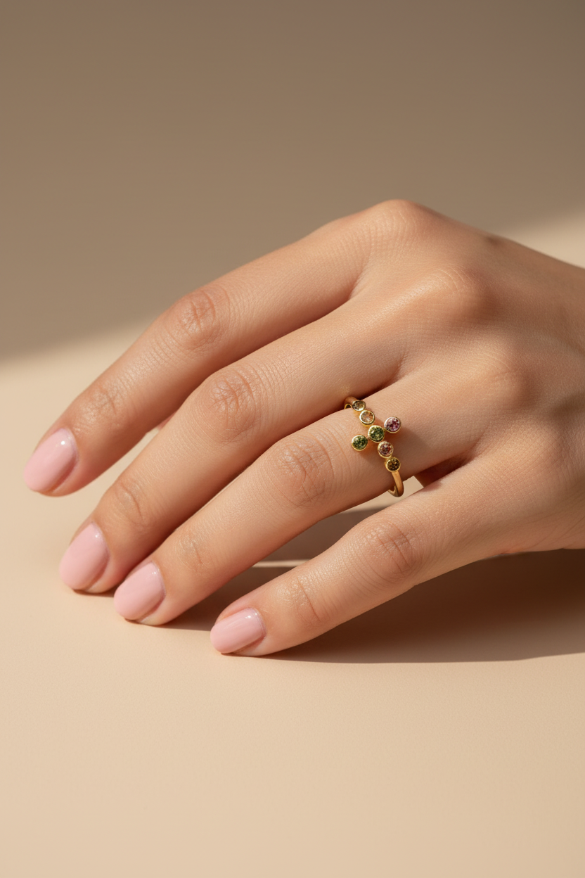 Bague Croix Tourmalines - vue portée