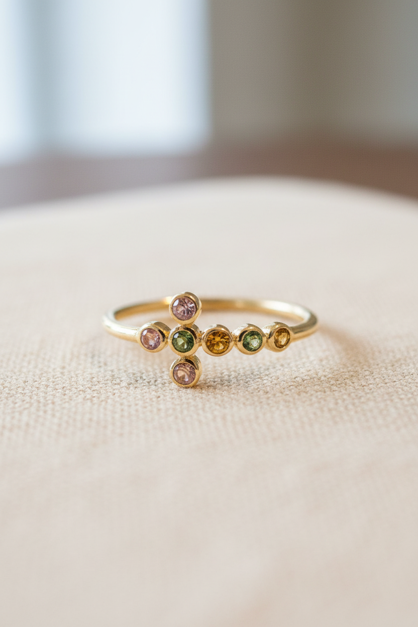Bague Croix Tourmalines - vue portrait