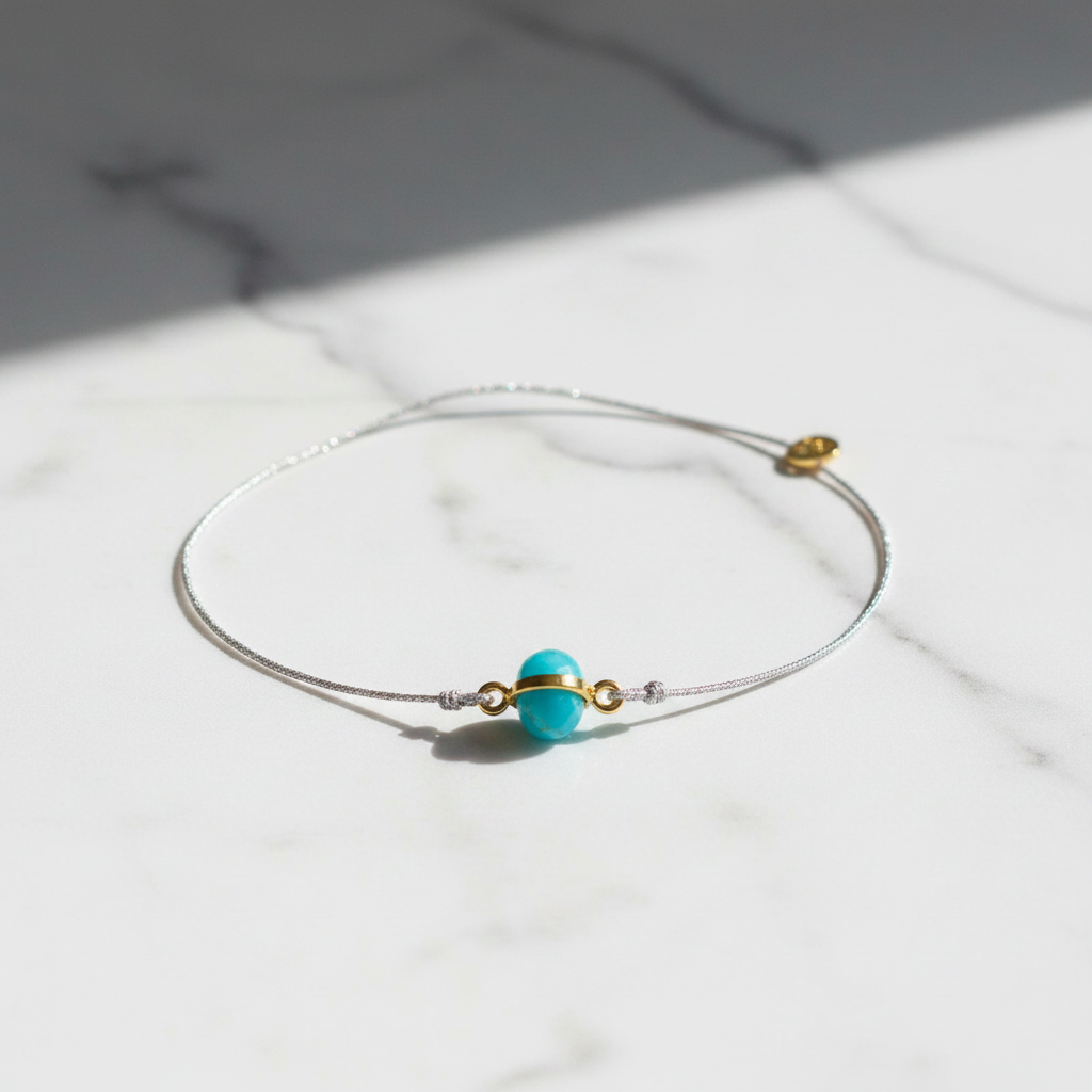 Bracelet turquoise fil d'or