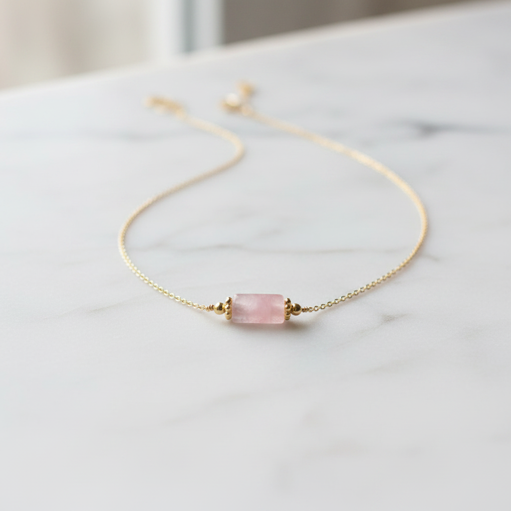 Collier Levigata Quartz Rose – bijou en pierre naturelle fait main en France