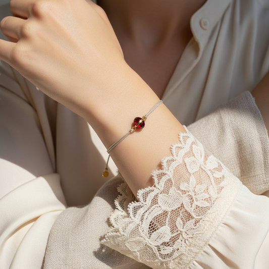 BRACELET MARTIA GRENAT PLAQUE OR